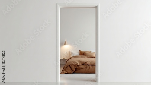 Minimalist Bedroom Design A Glimpse Through an Open Doorway