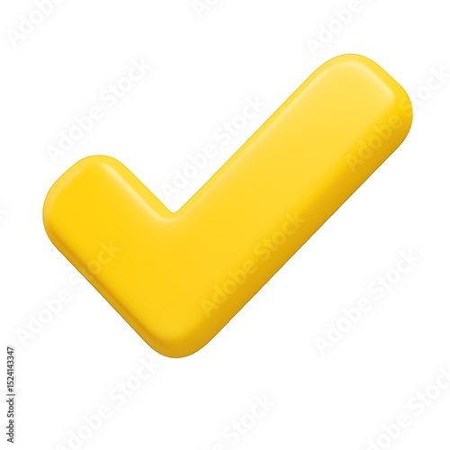 Bright Yellow Checkmark  Success, Approval, and Confirmation Icon isolated on transparent white background