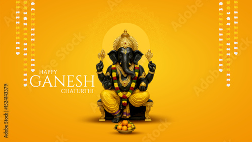 Lord Ganpati on Ganesh Chaturthi background. abstract vector illustration design background. Ganesh Chaturthi social media banner design with Lord Ganesh Vector.
