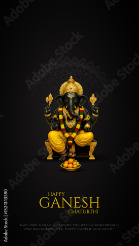 Lord Ganpati on Ganesh Chaturthi background. abstract vector illustration design background. Ganesh Chaturthi social media banner design with Lord Ganesh Vector.
