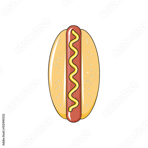 Delicious hot dog with mustard classic fast food