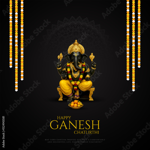 Lord Ganpati on Ganesh Chaturthi background. abstract vector illustration design background. Ganesh Chaturthi social media banner design with Lord Ganesh Vector.
