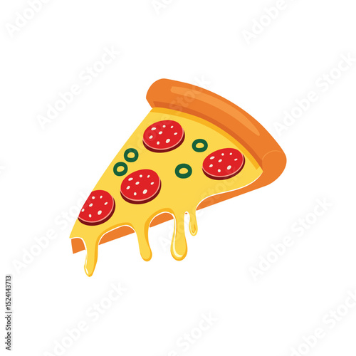 Delicious melty cheese pizza slice illustration
