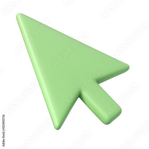 Light Green 3D Cursor  A Simple, Clean, and Modern Pointer Design for Websites and Applications isolated on transparent white background