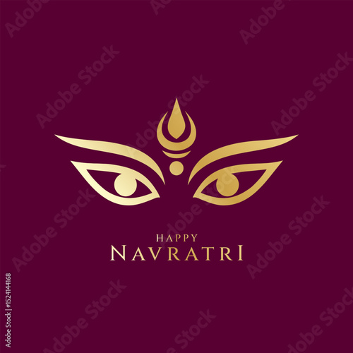Happy Navratri Festival Background Design with Goddess Durga Face Illustration. Happy Navratri, illustration of couple playing Dandiya and Garba Night
