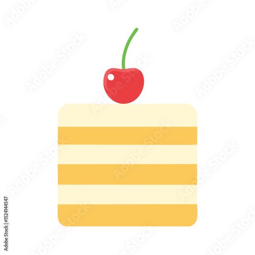 Delicious yellow layered cake topped with cherry