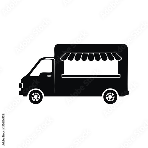 Food truck silhouette simple design black and white