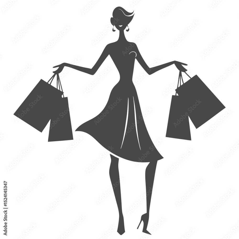Elegant woman shopping bags silhouette Elegant woman shopping bags silhouette