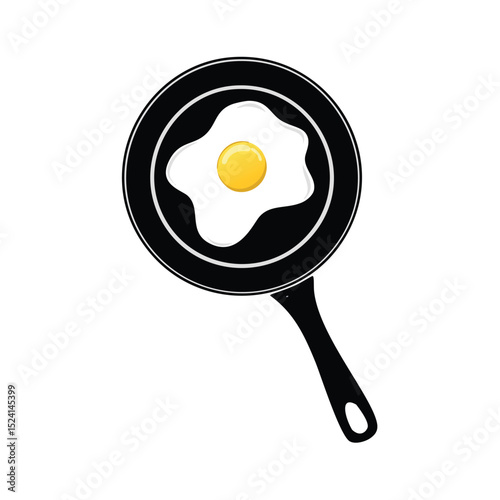 Fried egg in a black frying pan breakfast food
