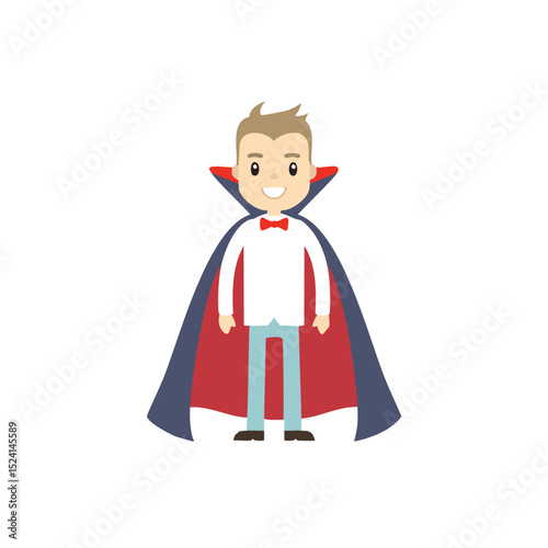 Happy boy dressed in vampire costume for halloween