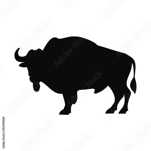 Majestic bison silhouette powerful wild animal