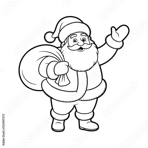 Vector illustration of a jovial Santa Claus with a smile Christmas background with white