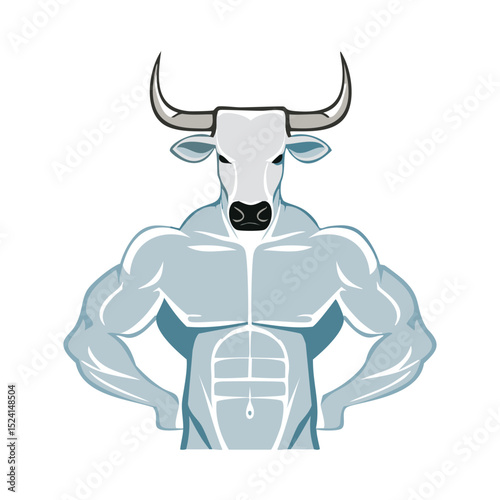 Powerful muscular bull bodybuilder strong animal
