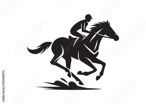 A man riding a horse with high speed running Silhouette Vector