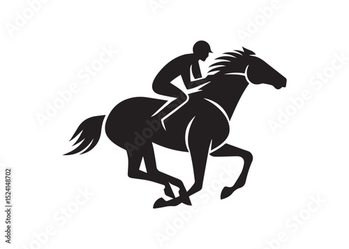 A man riding a horse with high speed running Silhouette Vector