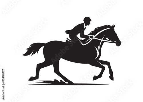 A man riding a horse with high speed running Silhouette Vector