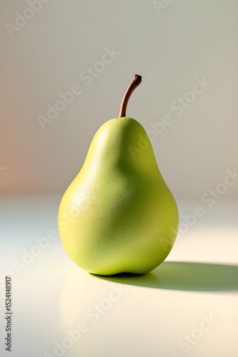 A green pear. The pear is ripe and ready to eat. Concept of freshness and natural beauty. 