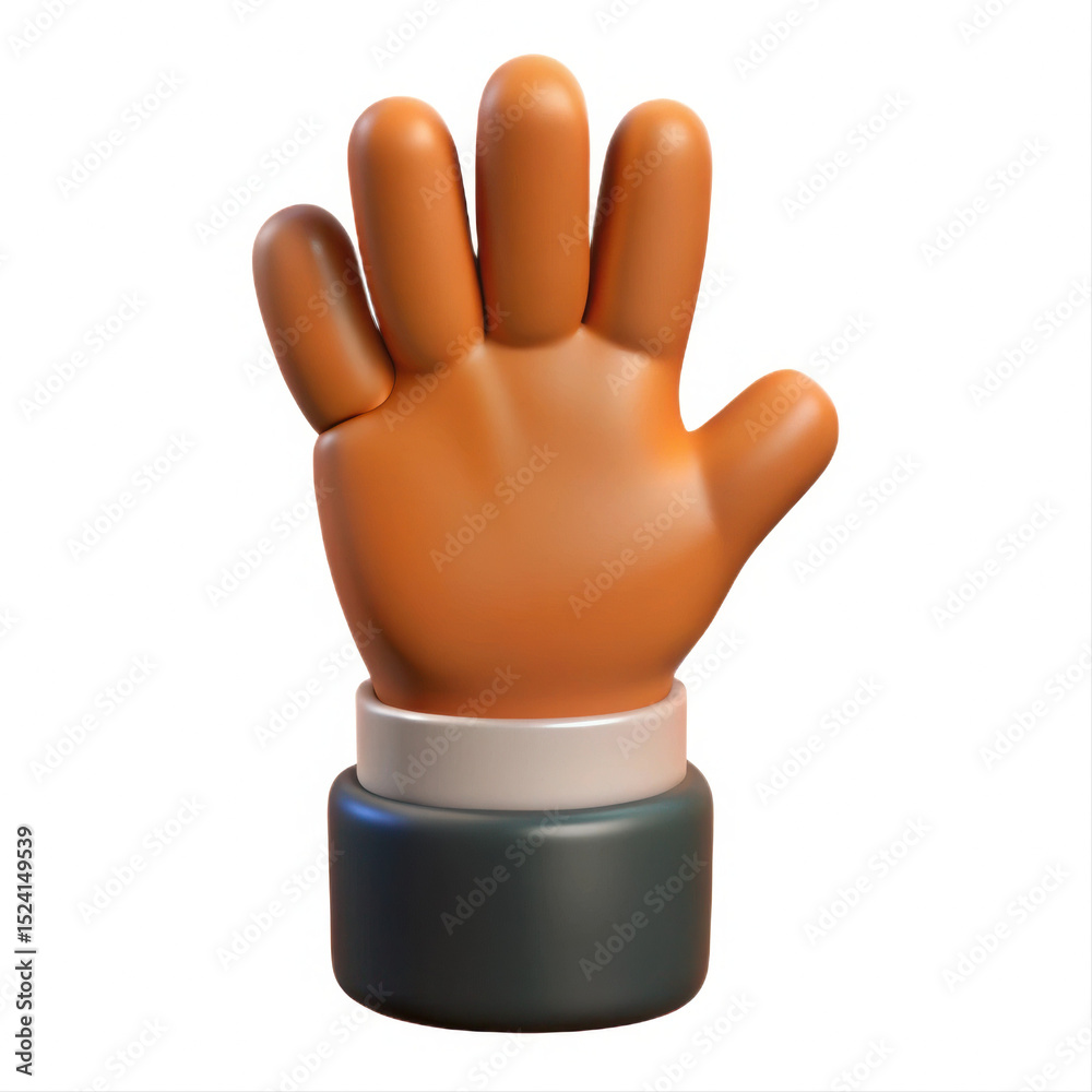 Obraz premium Cartoon hand gesture five fingers up isolated on transparent background