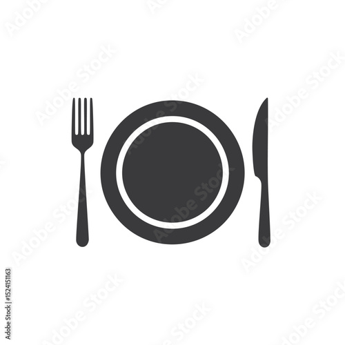 Simple plate fork knife dining icon restaurant menu