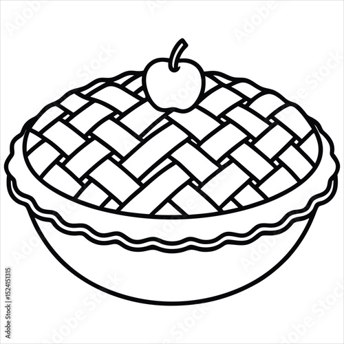 Apple pie outline illustration isolated on a white background