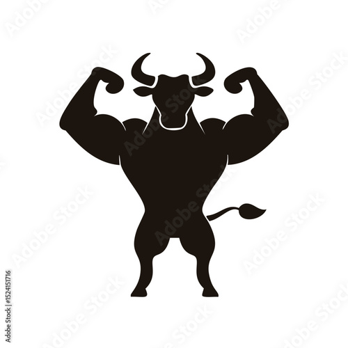 Strong bull showing biceps muscular animal power