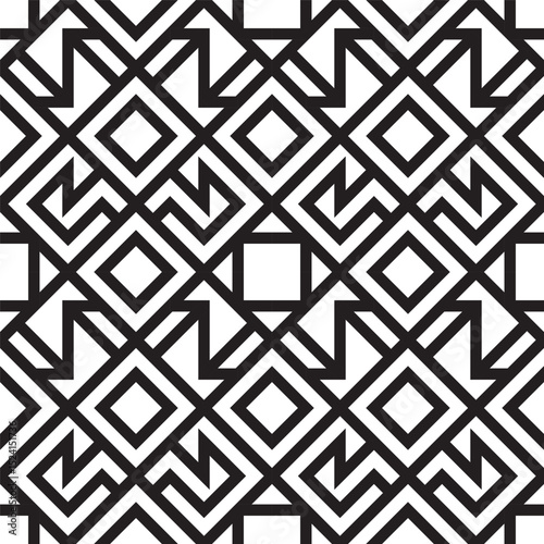 Geometric Monochrome Lines Diamond Shapes Repeating Decorative Seamless Pattern
