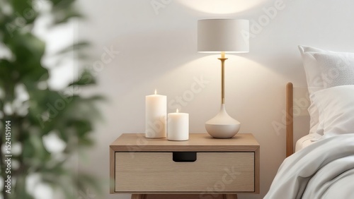Serene Bedroom Setting Ambient Lighting and Candles on Nightstand