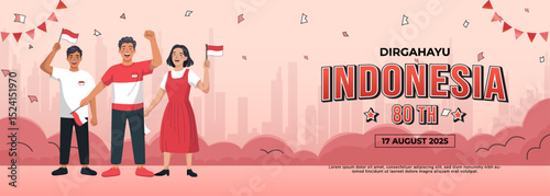 Happy Indonesian Independence Day Celebration With Flags and Enthusiastic Citizens