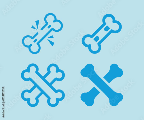  Dog bone silhouette Icon. bone blue colours  logo. vector illustration
