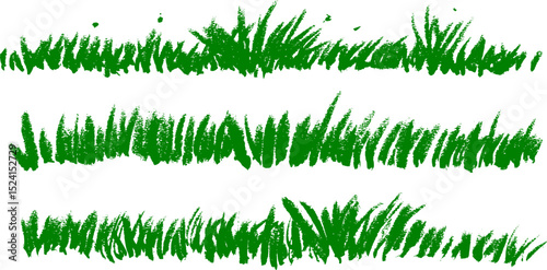 Long Grass Crayon Chalk Drawing Vector Set
