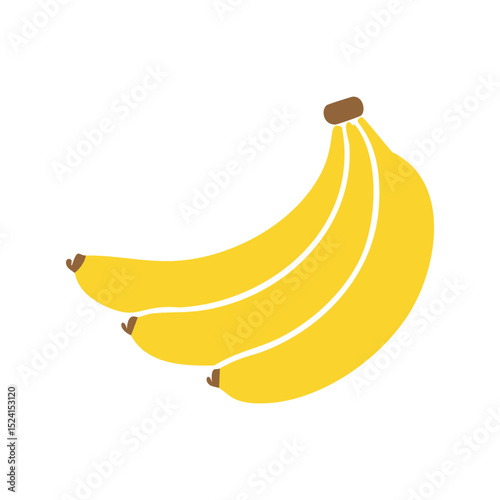 Three yellow bananas fresh fruit bunch clipart