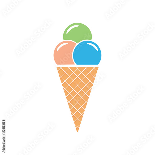 Three scoop ice cream cone sweet treat summer dessert