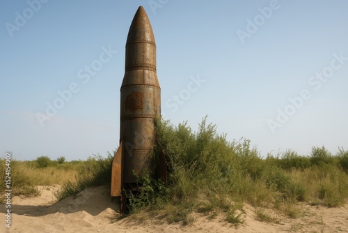 Nuclear weapon displayed in overgrown landscape highlights obsolescence of such arms