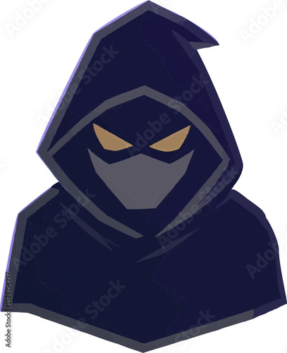 A vector icon of a thief, For security projects, To illustrate cybercrime concepts, To create logos and avatars, advertising and design.