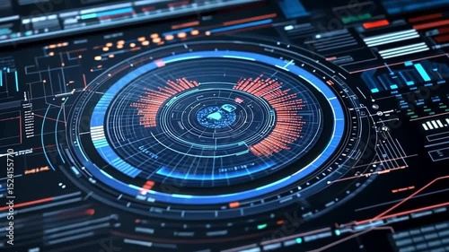 Wallpaper Mural Futuristic digital interface with vibrant data visualization elements. Torontodigital.ca