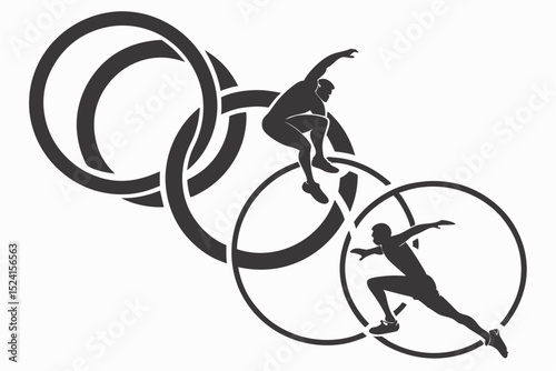 Vector illustration of parkour silhouettes in various dynamic poses