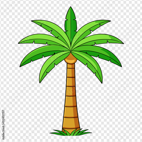 Lush Green Palm Tree Illustration Tropical Paradise, Vacation Vibes, Summer Escape