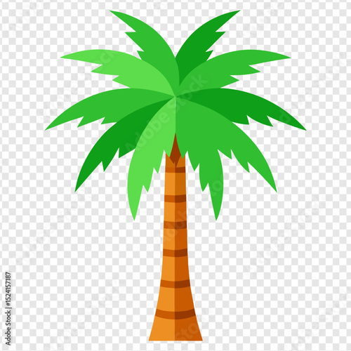 Lush Green Palm Tree Tropical Paradise Illustration