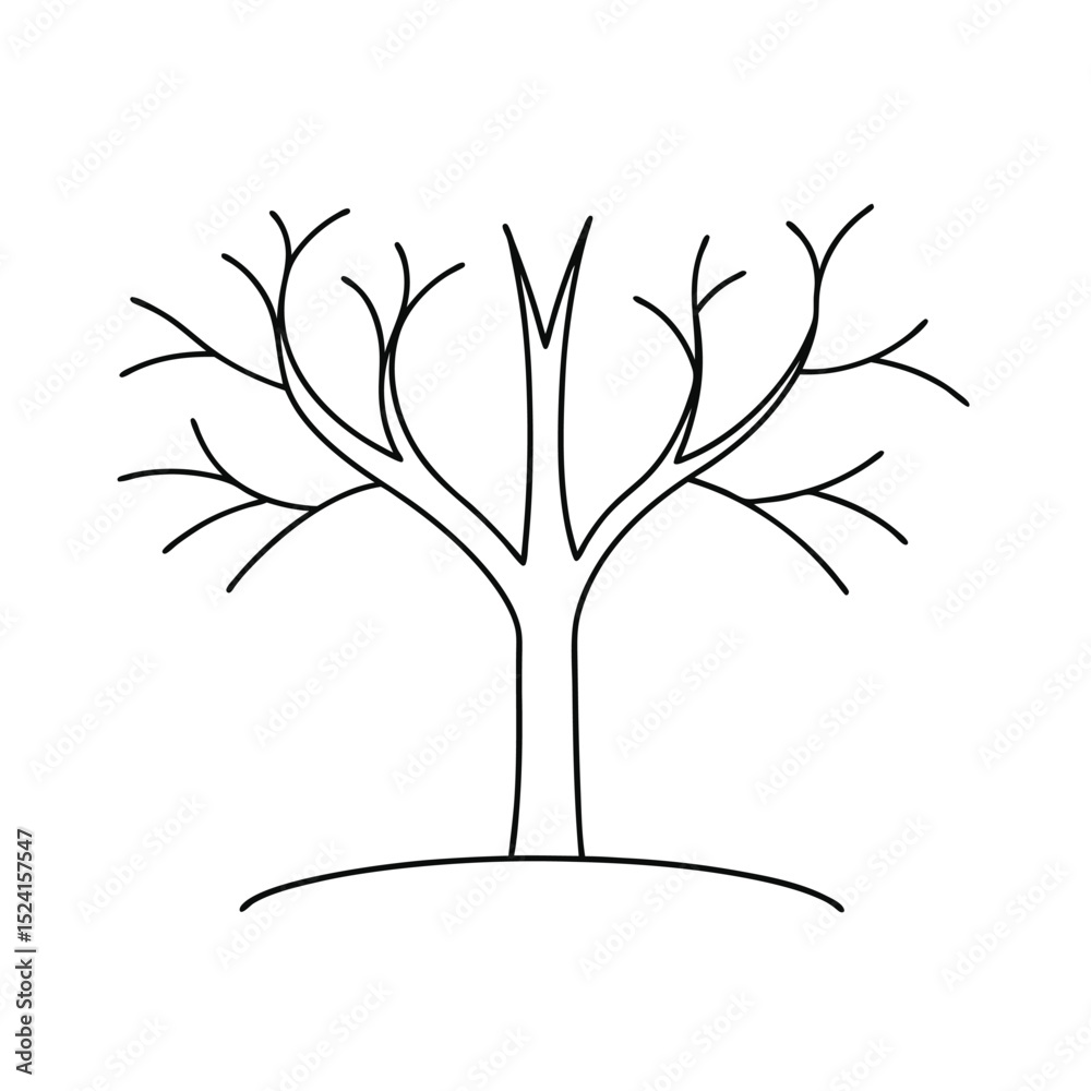 Obraz premium Simple line drawing of a bare winter tree