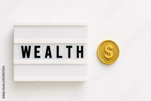 Wealth Concept with Coin and Lightbox Displaying Financial Growth