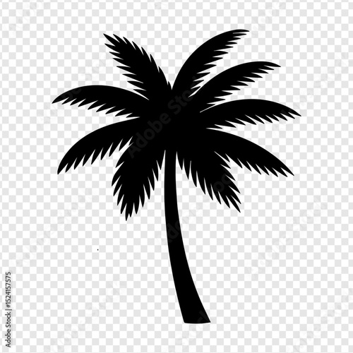 Silhouette of a Palm Tree Tropical Paradise Illustration