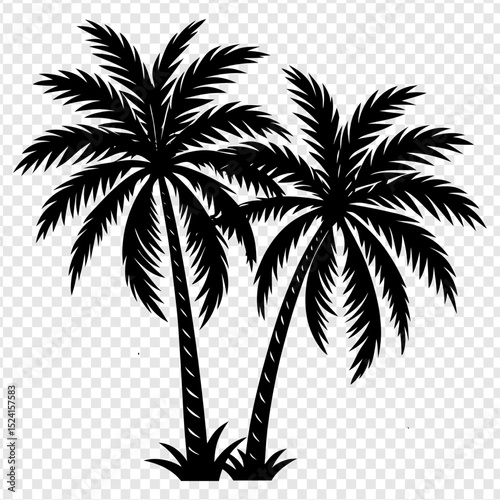 Majestic Palm Trees Tropical Paradise Silhouette Illustration