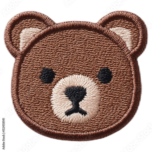 Brown Bear Face Embroidery Patch