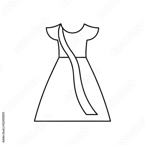 Simple line drawing of a girls dress with a scarf