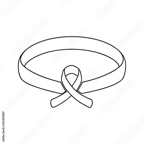 White martial arts belt line drawing illustration