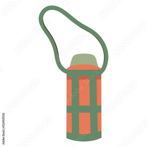 Cozy Thermos bottle on a strap, thermos Flask illustration