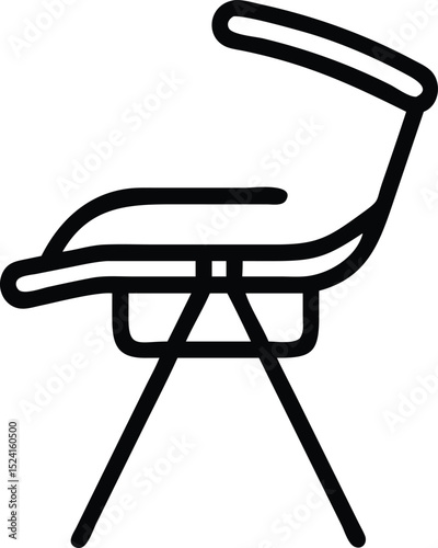 Line art icon of a study chair black and white design isolated on white background