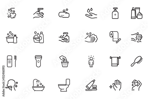 Hygiene and cleaning icons vector illustrations for health, sanitation, and wellness design