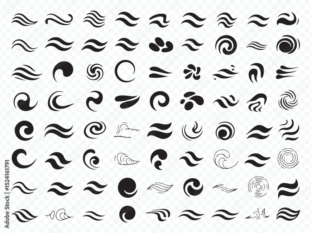 Naklejka premium Decorative flow and curve elements collection Vector