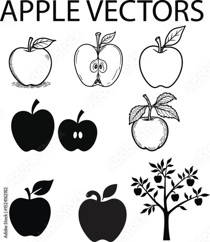 Apple fruit vector set 